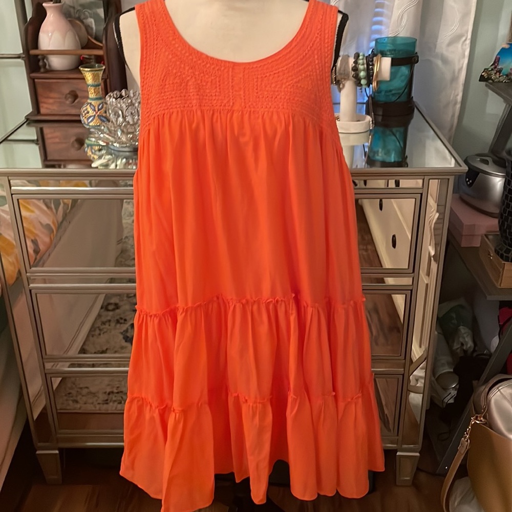 🌴 Natural Impressions two layer, silk & cotton voile, lined, midi dress. - Picture 2 of 11